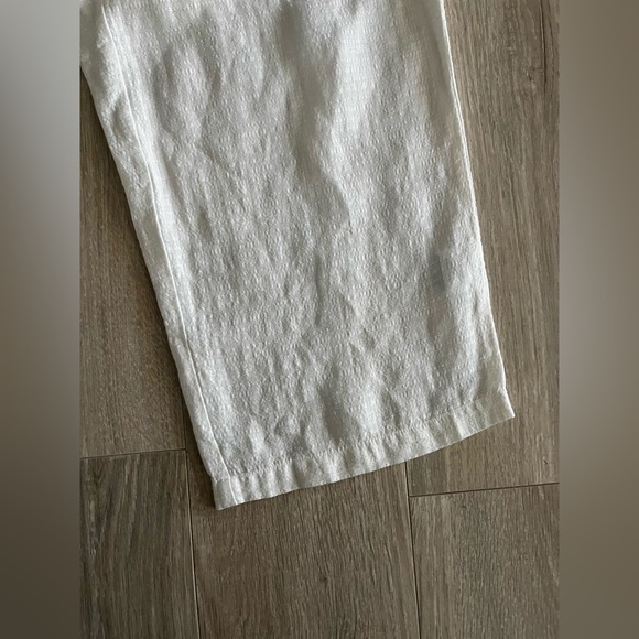Eileen Fisher White Crop Wide Leg Linen Blend Ripple Pants - Size Small Petite - Picture 2 of 7